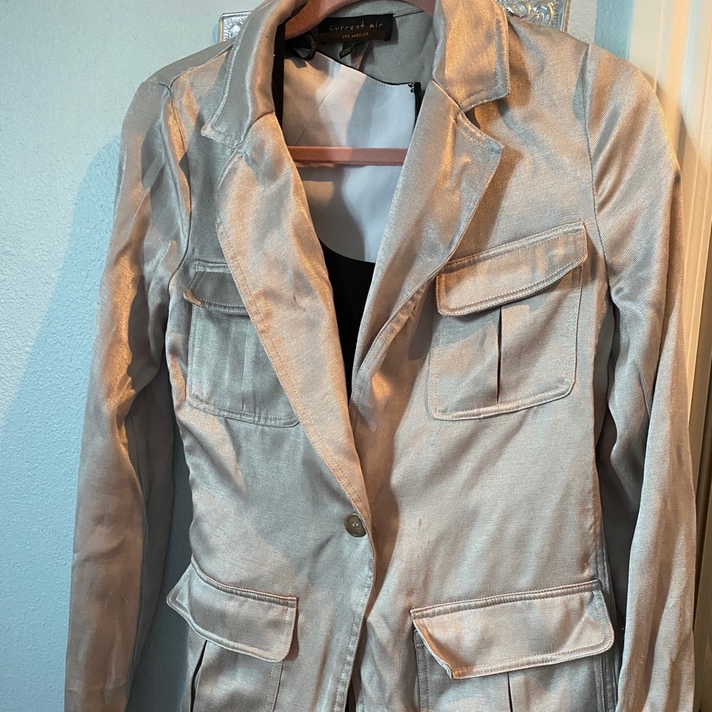 Anthro shiny muted gold jacket